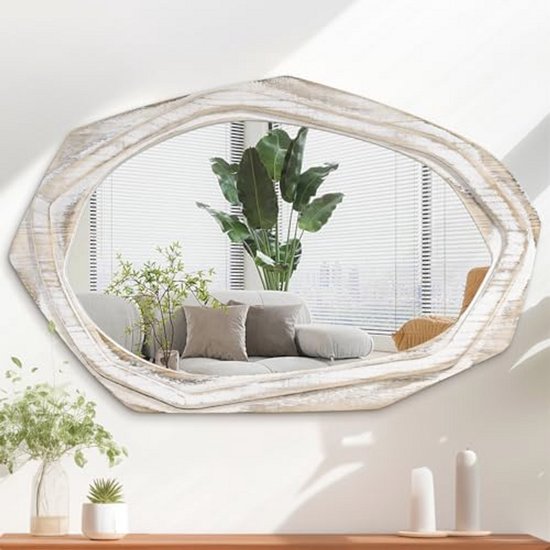PERFNIQUE Onregelmatige wandspiegel, asymmetrische wolkspiegel, frameloze spiegel, 89 x 53 cm