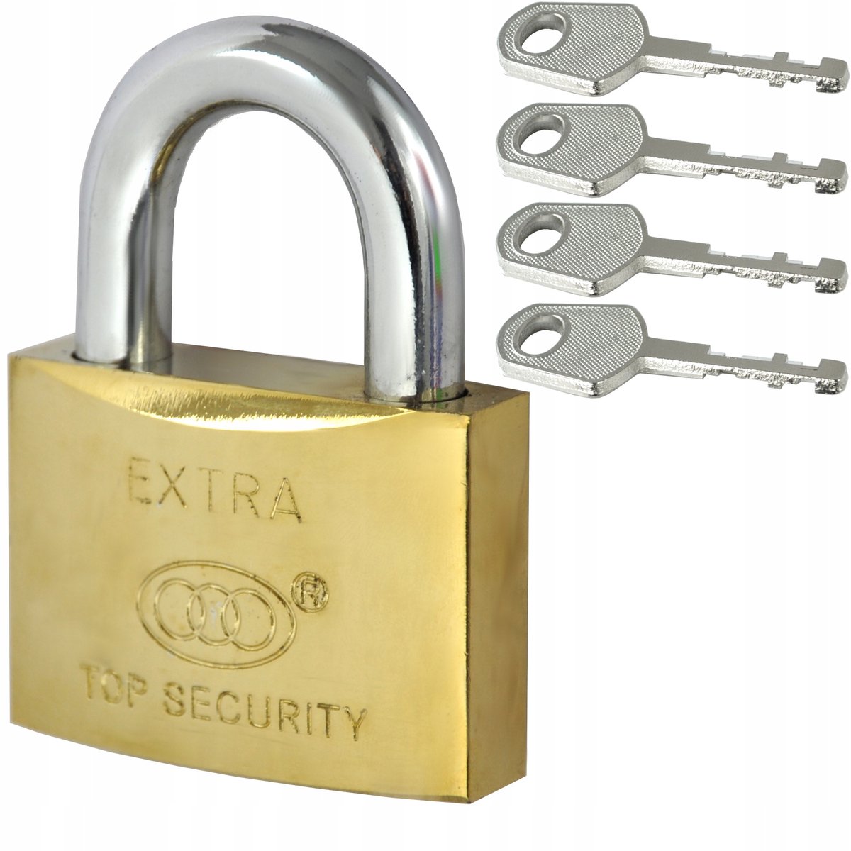 Versterkte stalen hangslot 60 mm titanium met 4 sleutels