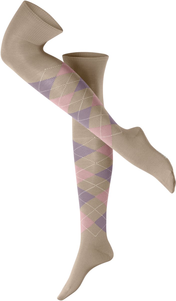 Burlington Marylebone lang gedessineerd wol overkniekousen dames bruin - maat 36-41