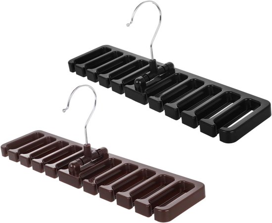 Foto: Riemhanger 2 stuks riemopberger draaibaar riemrek abs stropdashouder opbergrek garderobeaccessoire 10 slot 30 7 5 1 5cm zwart bruin