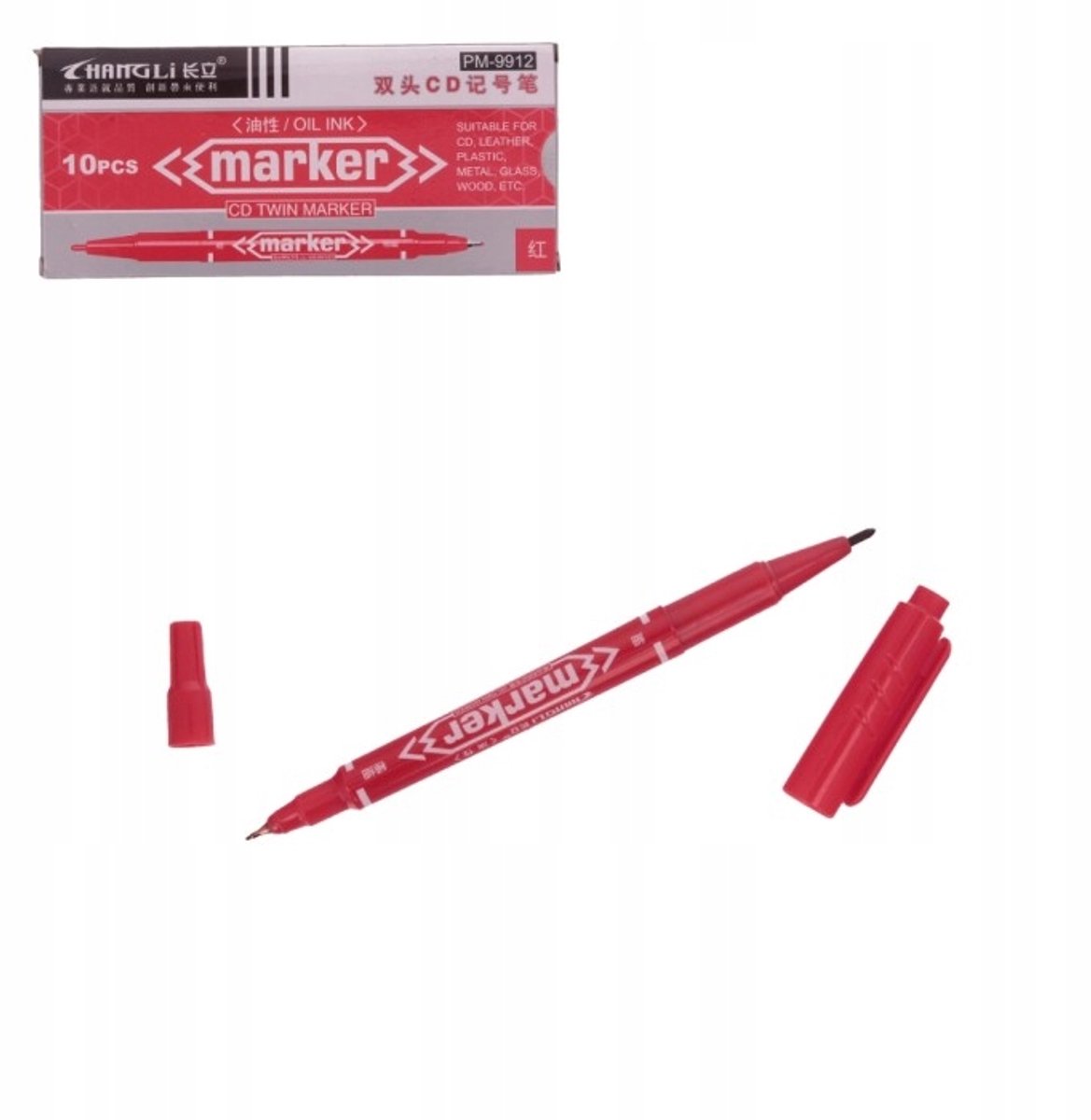 Dubbelzijdige Marker Rood - 1.0mm / 0.5mm