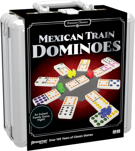 Goliath Mexican Train Dominoes – 91 Fichas De Dominó Para Hasta 8 Jugadores Con Marcadores Y Centro Ferroviario