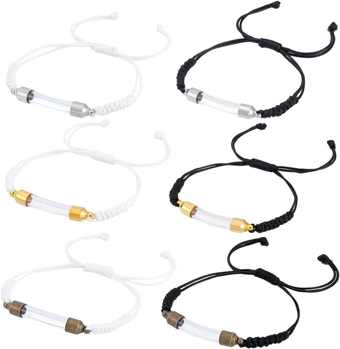 TTGoods - Glazen flacon hanger armband met verstelbare band | Transparante glazen buis urn bangle | Herdenkingsarmband voor mannen en vrouwen | Doe-het-zelf sieraden