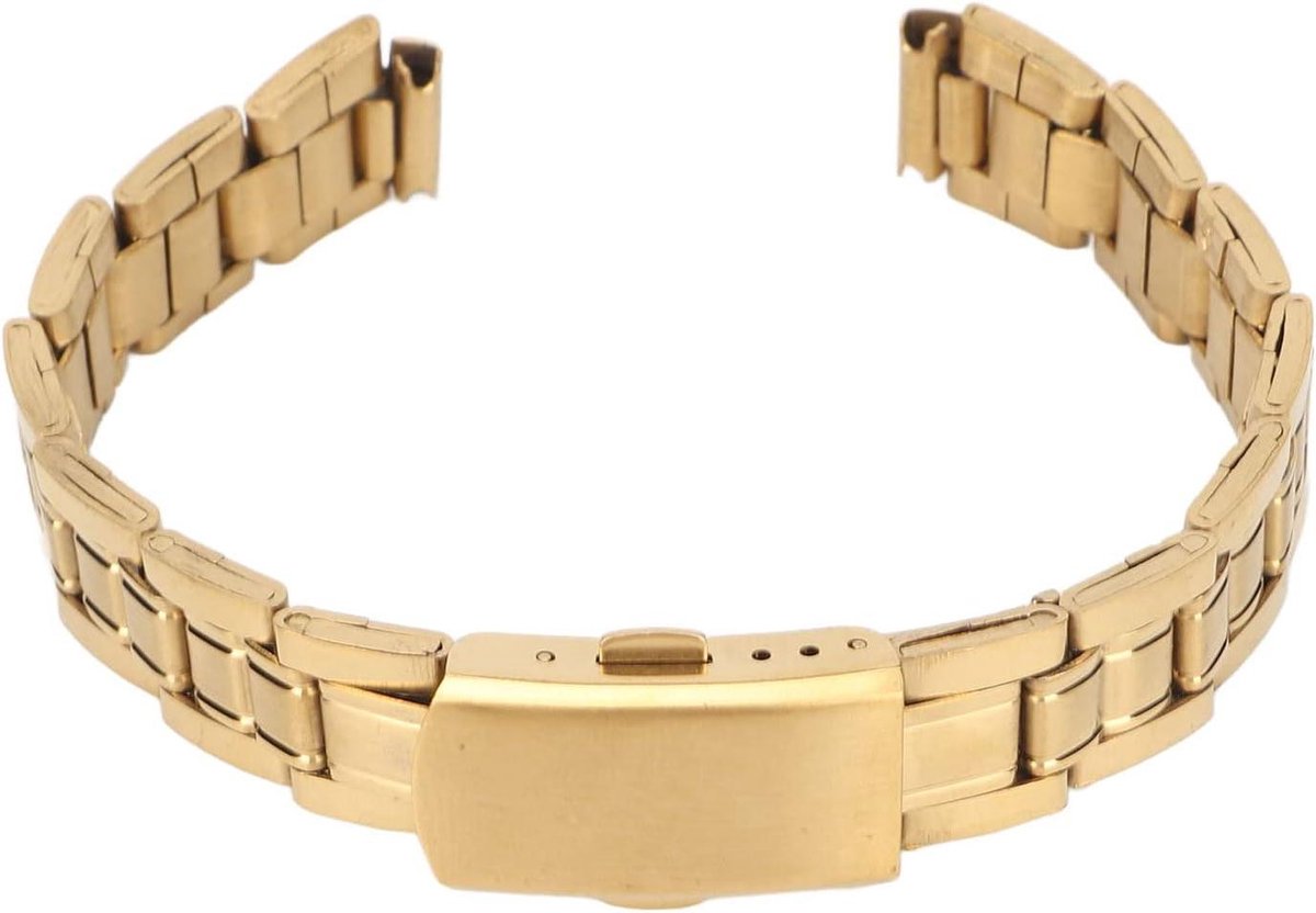 TTGoods - Roestvrijstalen Horlogeband met Dubbele Sluiting Gesp in Goud voor Dames (14mm)