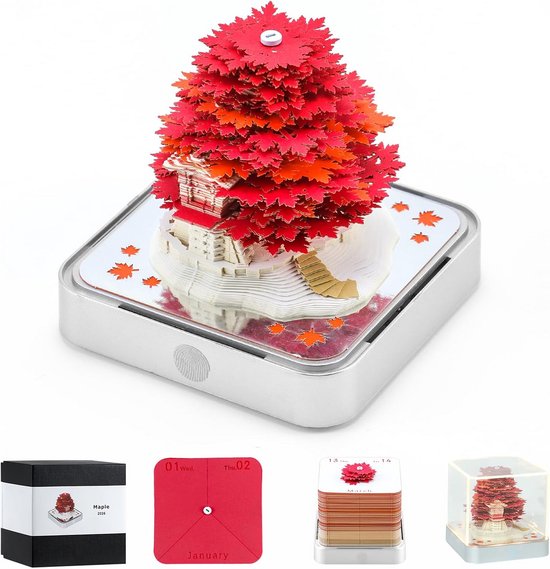 Calendrier de Bloc 3D Sapin de Noël 2026 - Calendrier à Feuilles Détachables avec Notes Gravables pour Bureau