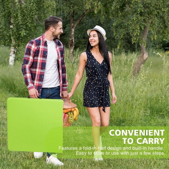 Campingtafels 125 cm - Inklapbare Vouwtafel Met Handgreep En Verstelbare Hoogte - Multifunctioneel - Kunststof - Groen — afbeelding 4