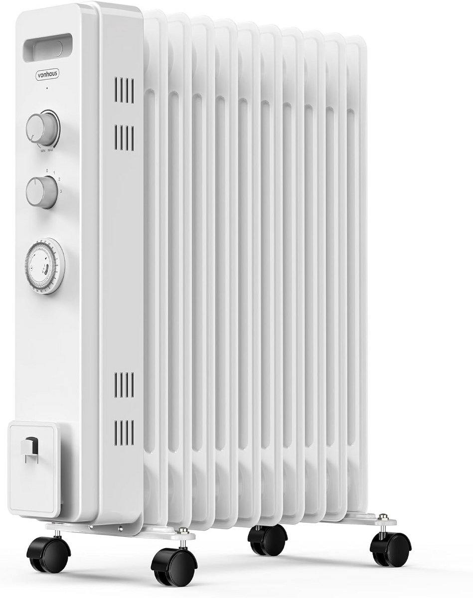 Oliebadradiator met Thermostaat - 11 Vinnen & 2,5 kW Elektrische Verwarming voor Thuis of Kantoor