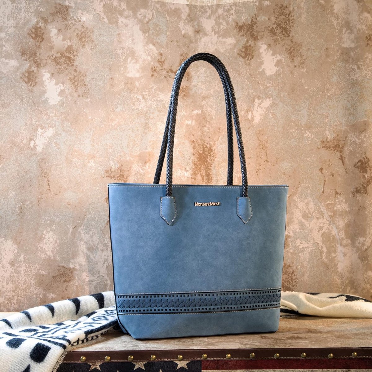 Grote Geweven Tote Bag voor Dames - Stijlvolle Handtas met Ritssluiting