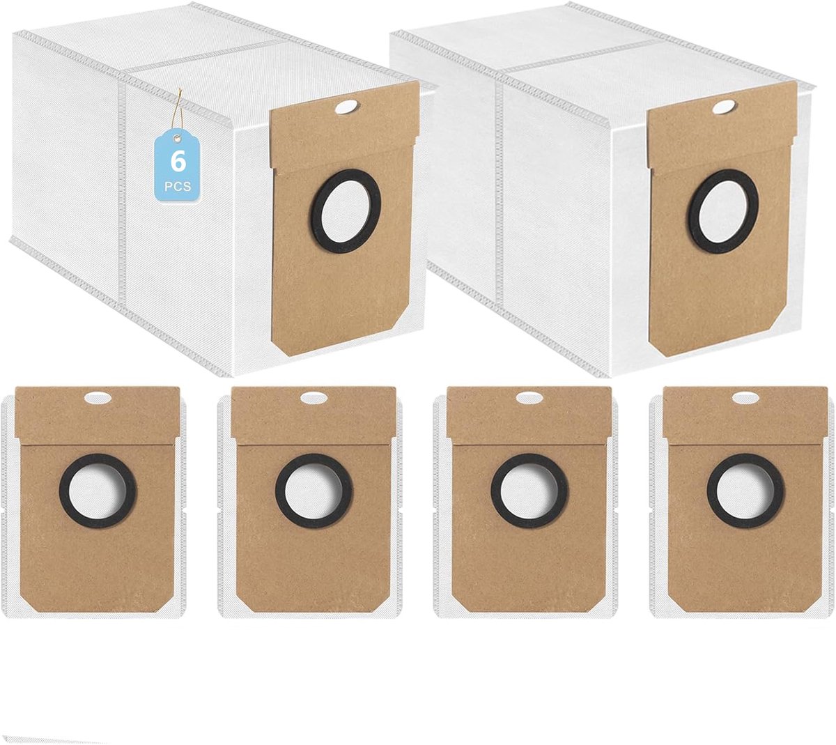 Set van 6 stofzuigerzakken - geschikt voor Conga 11090 Cecotec & Haier H11 - JH68U1 & VIOMI Alpha 3 Pro - voor robotstofzuigers