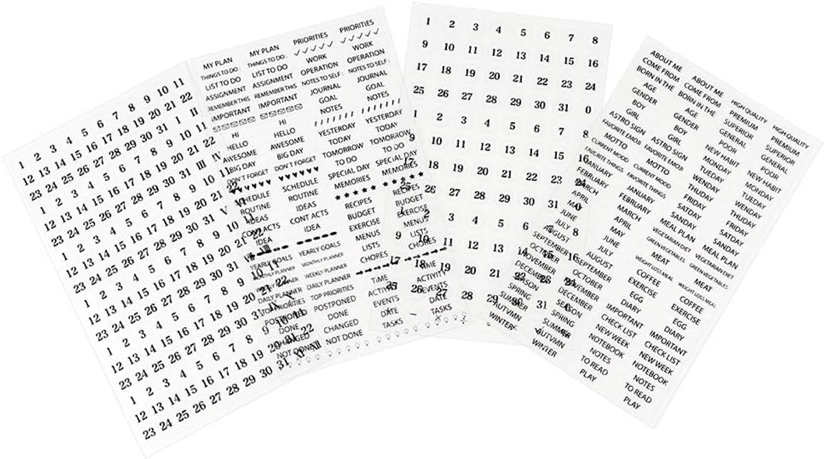 Transparante Datum & Nummer Stickers voor Planners, Kalenders en Tijdschriften