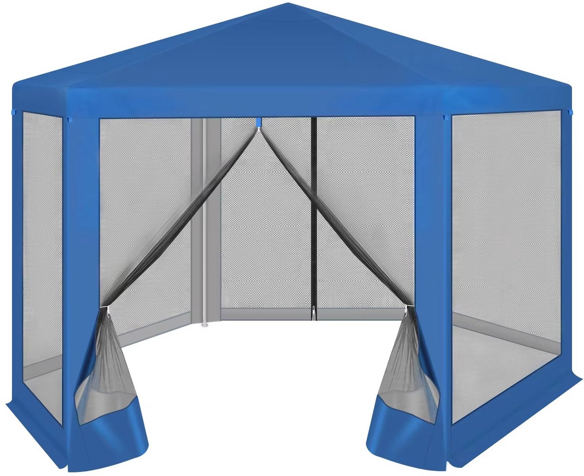 Tuinhuisje 3,8 x 3,3 m – Tuinpaviljoen met Mesh Zijwanden (Klamboe) – Partytent - Zonnescherm & Luifel – Outdoor Tent voor Tuin, Terras & Camping