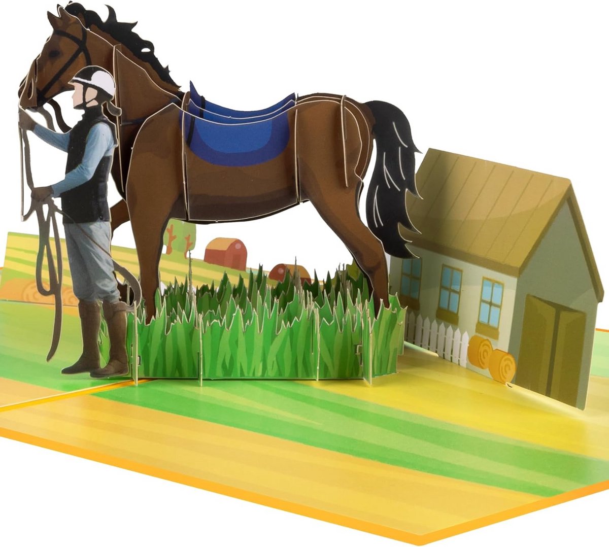 3D Pop-up Wenskaart Paard - Verjaardagskaart voor Paardenliefhebbers en Ruiters