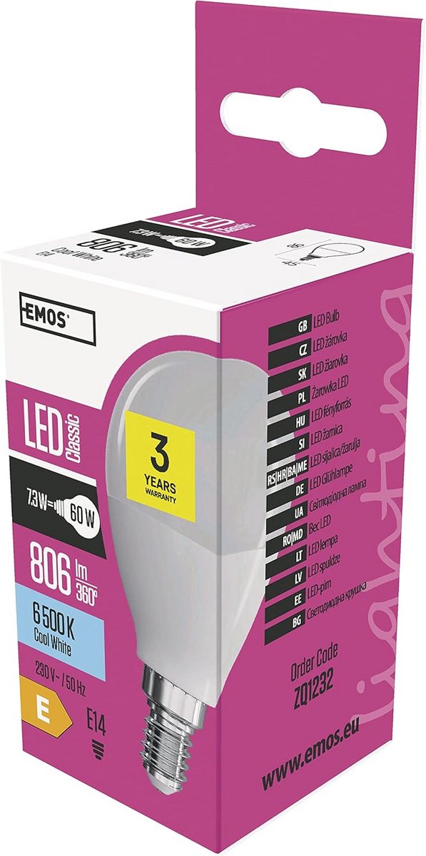 LED Lamp Mini Globe E14 Koud Wit 806lm Vervanger 60W Gloei)lamp