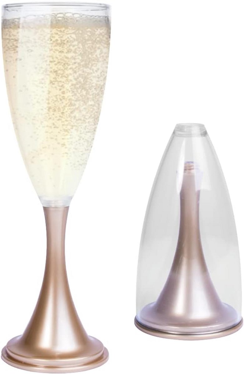 Set van 2 Champagneglazen To Go - Compact & Onbreekbaar voor Camping, Festival en Cadeau