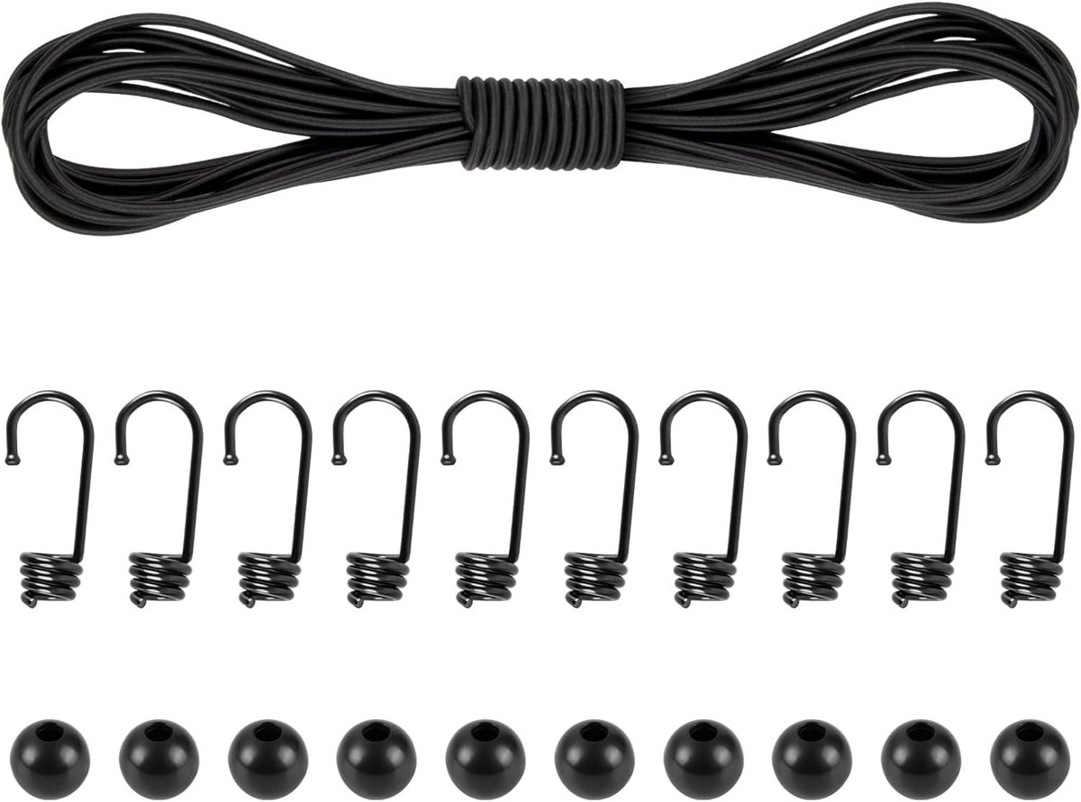 Zwaar Elastisch Rubberen Touw Zwart 4mm Doorsnede voor Bevestigen en Spannen