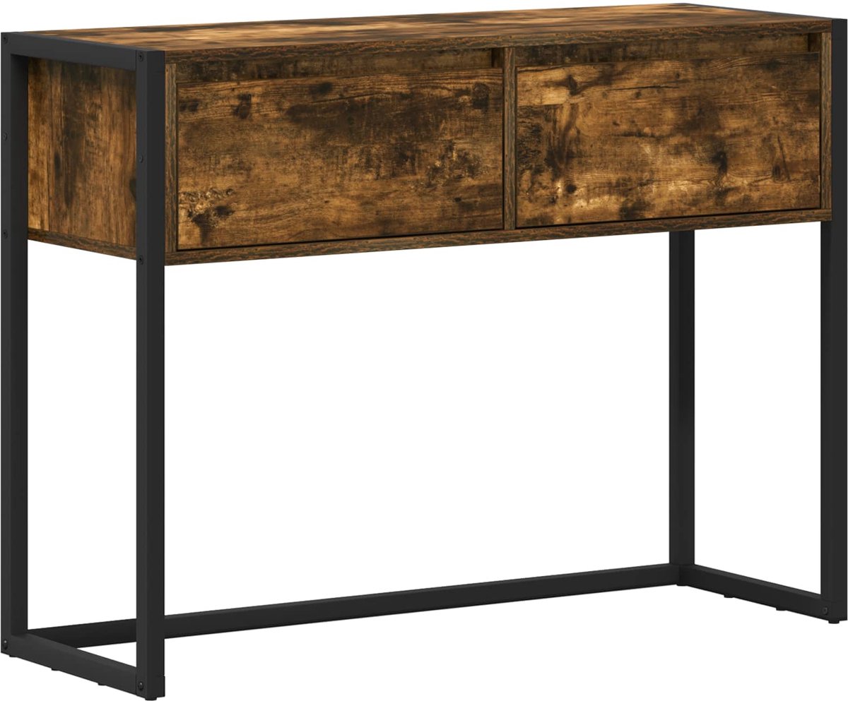 vidaXL Bijzettafel - Rook - Eik - 100 - x - 36 - x - 75 - cm - Bewerkt - hout Rook eik