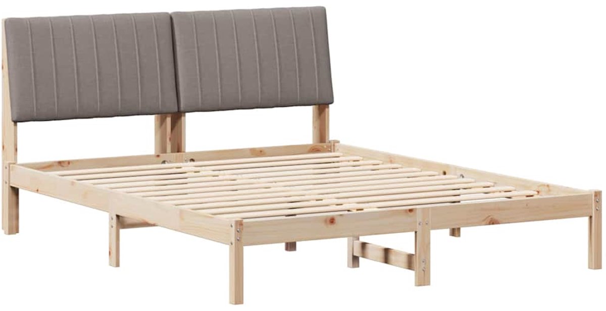 vidaXL - Bedframe - met - hoofdeinde - Bruin - 160 - x - 200 - cm - Massief - grenenhout