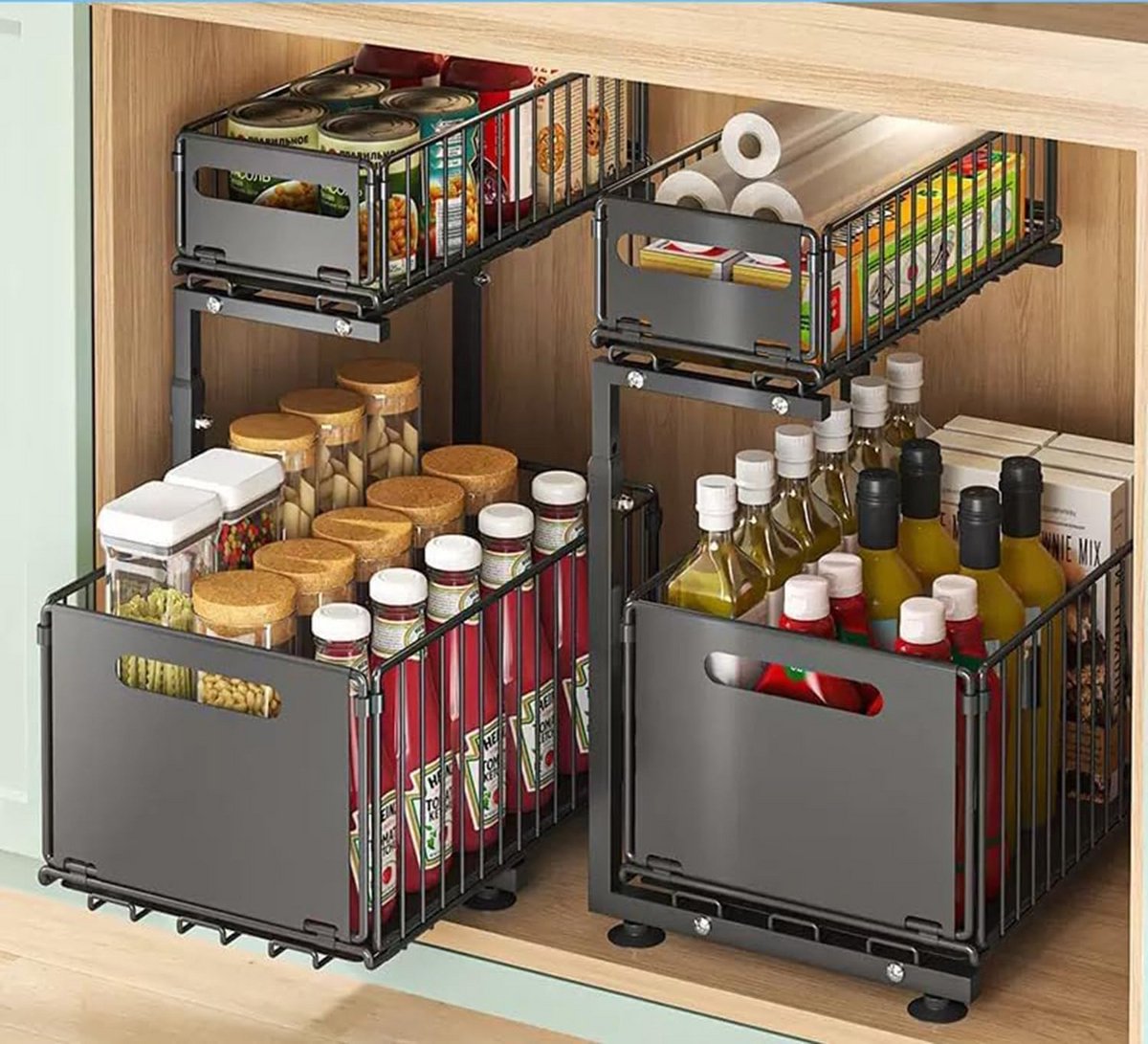 Uittrekbare Keuken Organizer met 2 Lagen voor Onderkasten