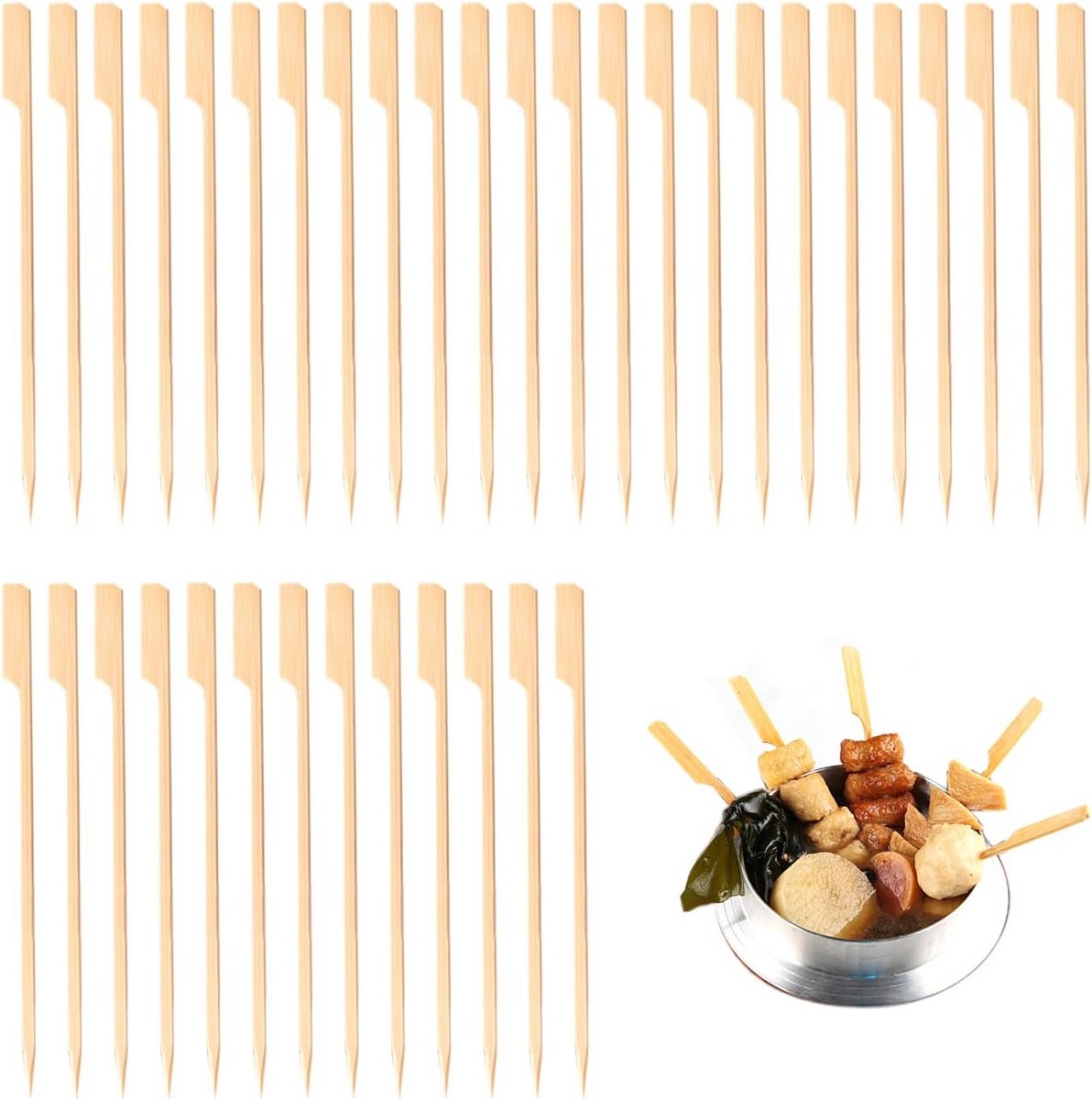 100 stuks Milieuvriendelijke Bamboe Spiesjes voor Barbecue en Feest (15 cm)