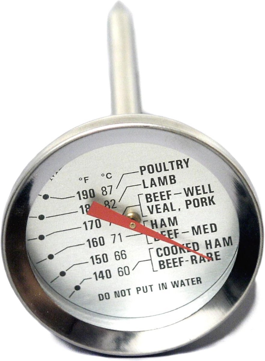 Roestvrijstalen Vleesthermometer met Grote Wijzerplaat - 140 tot 190 Graden