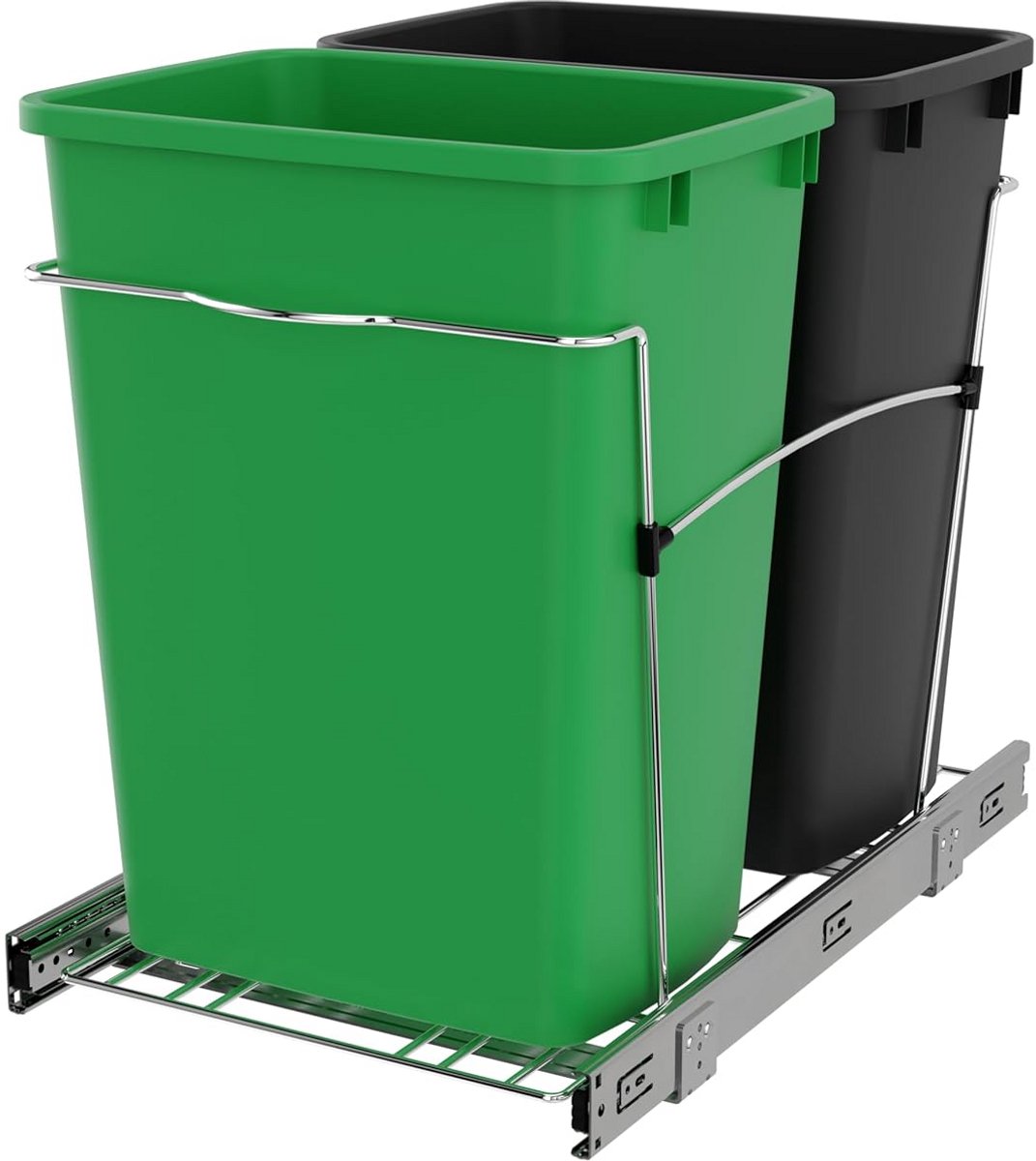 Dubbele Afvalbak Uitschuifbaar voor Keukenkast - 2x 35 Liter - Zwaar Metalen Draadmodel