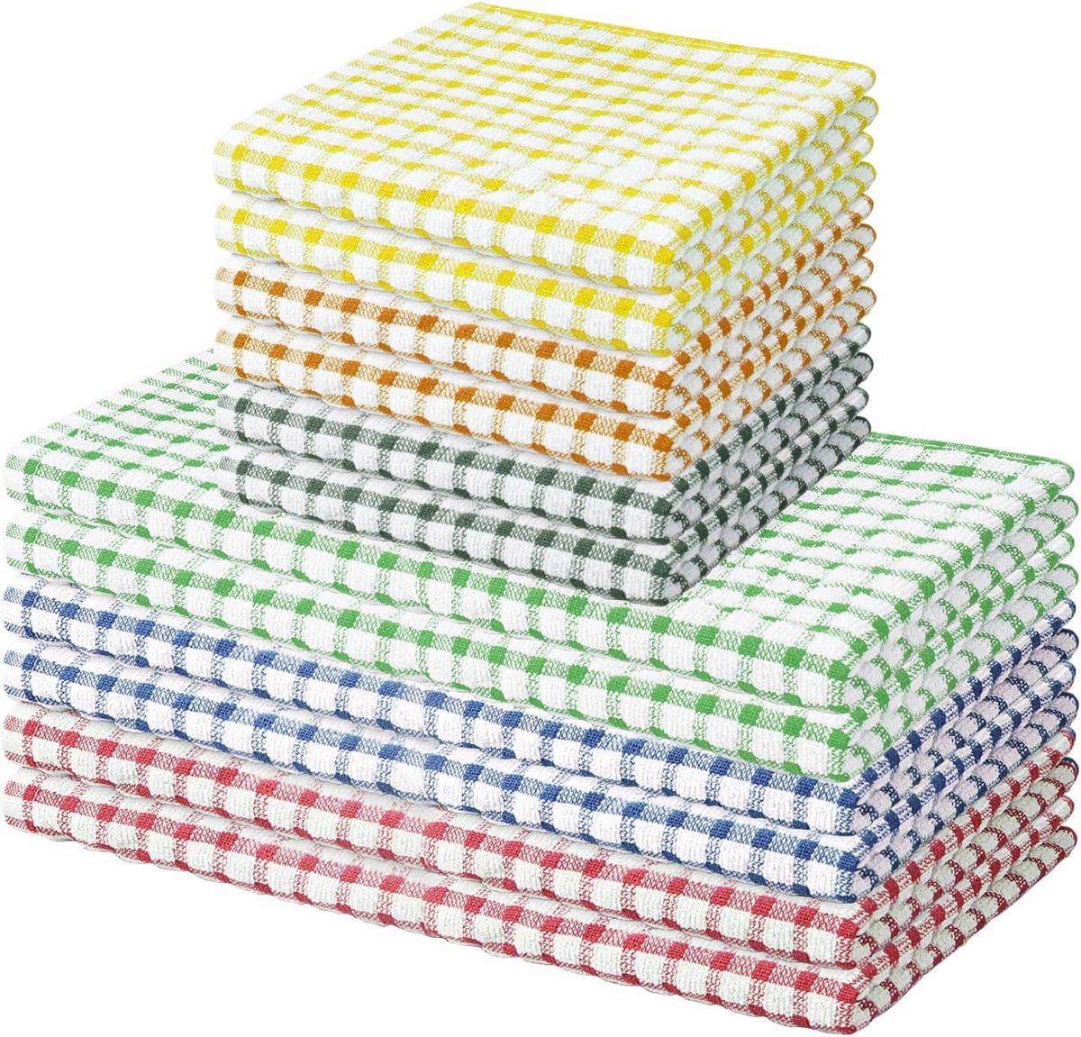 Set van 12 Keukendoeken en Vaatdoeken - 100% Katoen, Sneldrogend en Absorberend