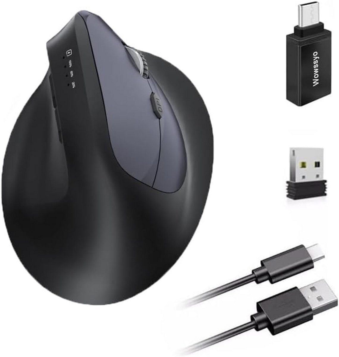 Ergonomische Verticale Draadloze Muis met 3 Modi en Oplaadbare Batterij