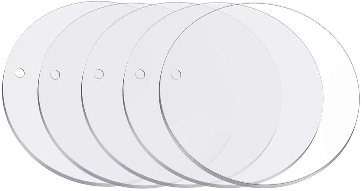 5x Ronde Acryl Plaat Transparant (20 cm) - Dikplexiglas voor Knutselen en Bordjes