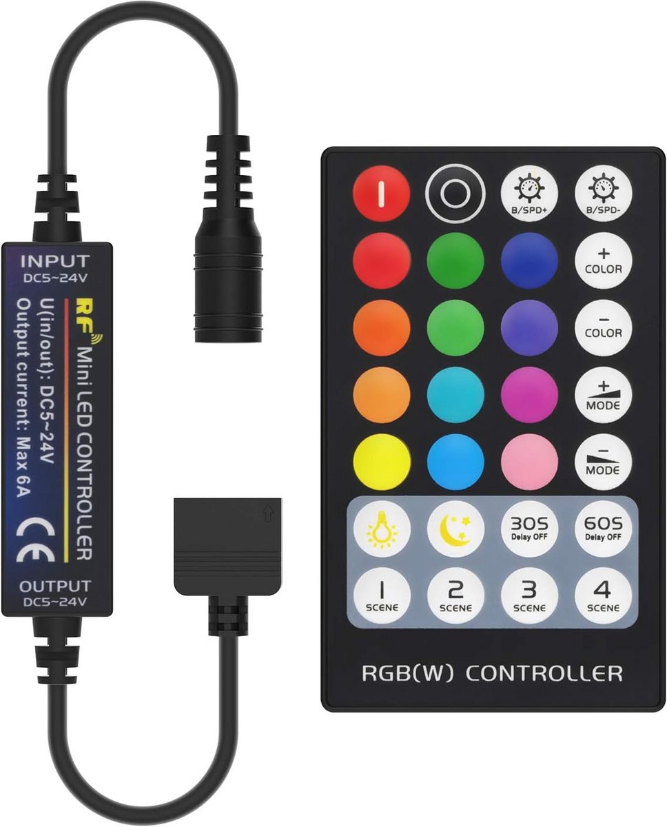 RGBW LED Strip Controller met RF Afstandsbediening voor 12V/24V Verlichting