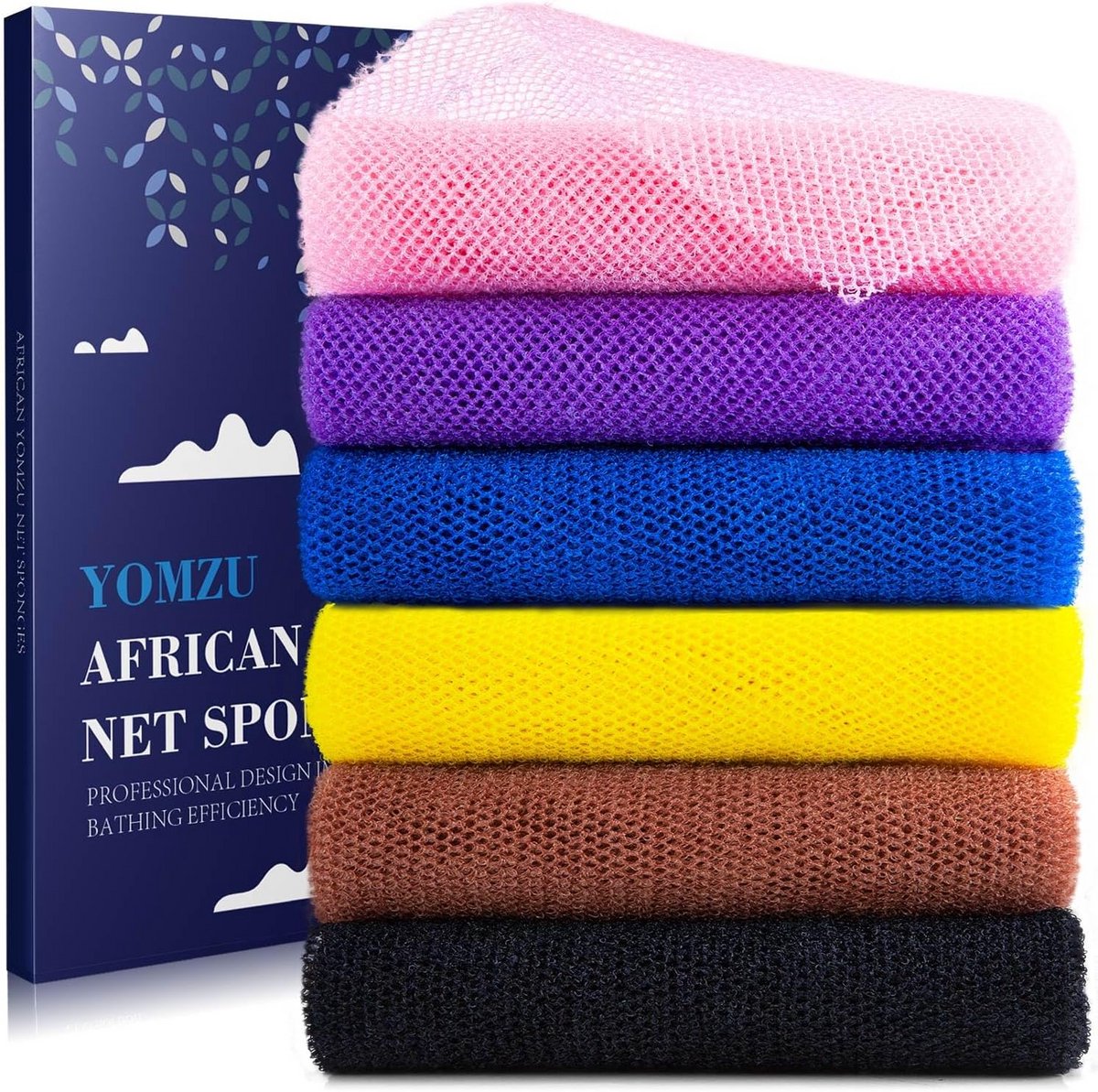 6x Lange Exfoliërende Douche Spons voor Lichaam en Rug - Badsponzen Set