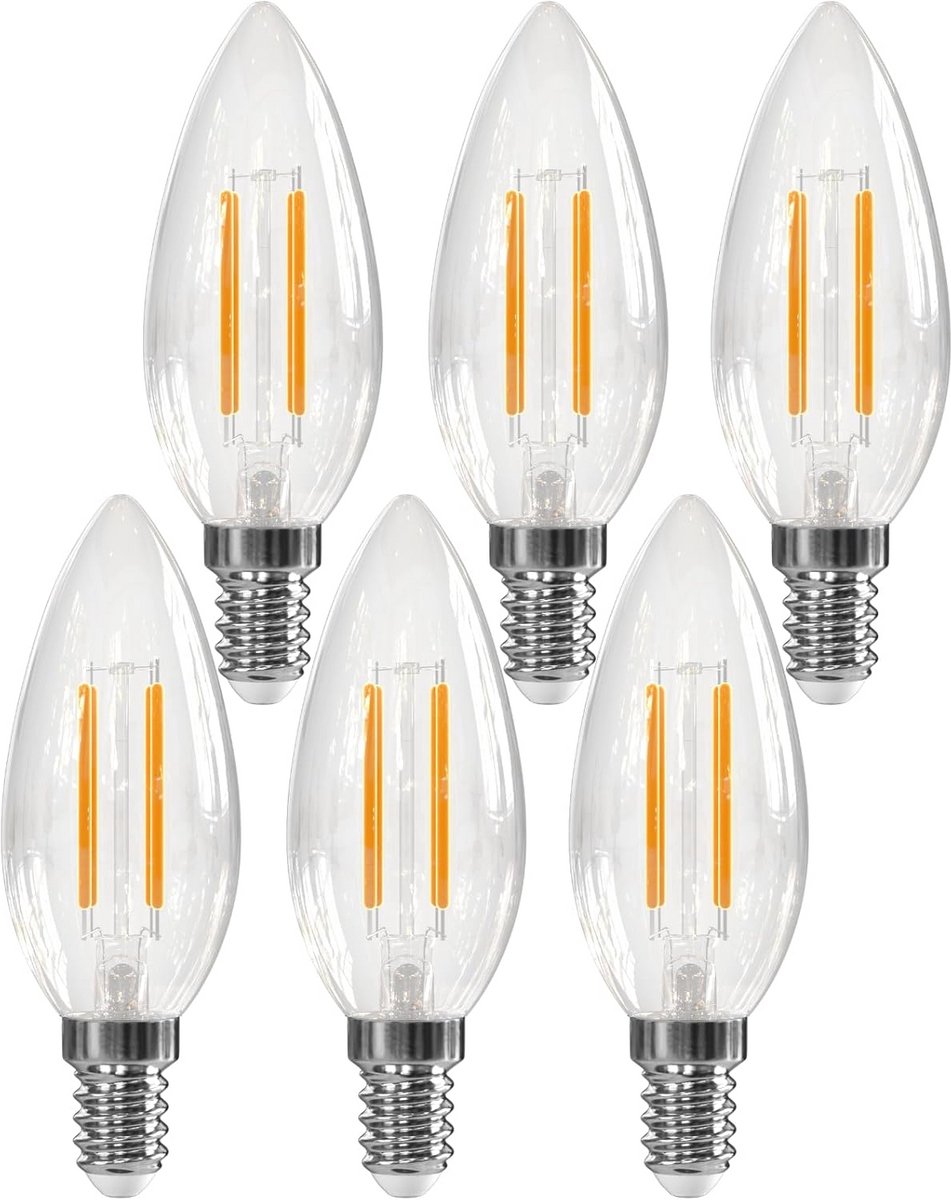 3-Pack C35 LED Filament Lamp E14 Kleine Fitting 4W Warm Wit Licht 2700K