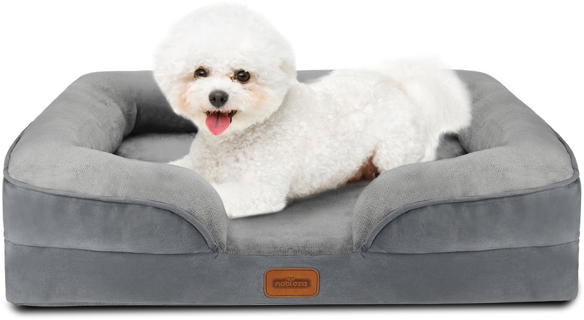 Nobleza Orthopedische Hondenmand - met Traagschuim - Waterdicht Hondenbed - Hondenkussen Wasbaar - Maat M: 71 x 58 x 17 cm - Grijs