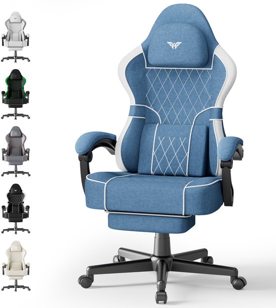 Soontrans Gamingstoel met Inklapbare Voetensteun en - Soontrans-Blauw-Gaming - €133,18