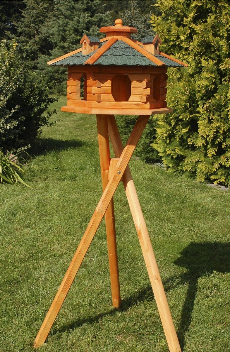 Luxe Vogelhuis met Bitumen Dakpannen en Standaard - Voederhuis voor Tuin en Balkon