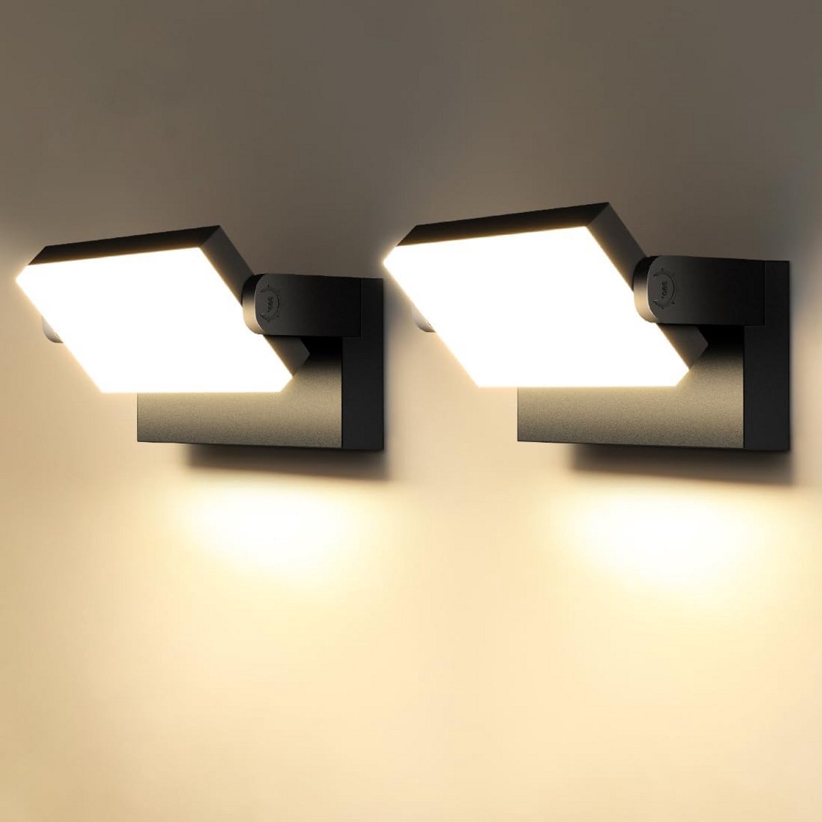 Set van 2 Waterdichte LED Wandlampen 40W 3000K Warm Wit Draaibaar Voor Binnen en Buiten