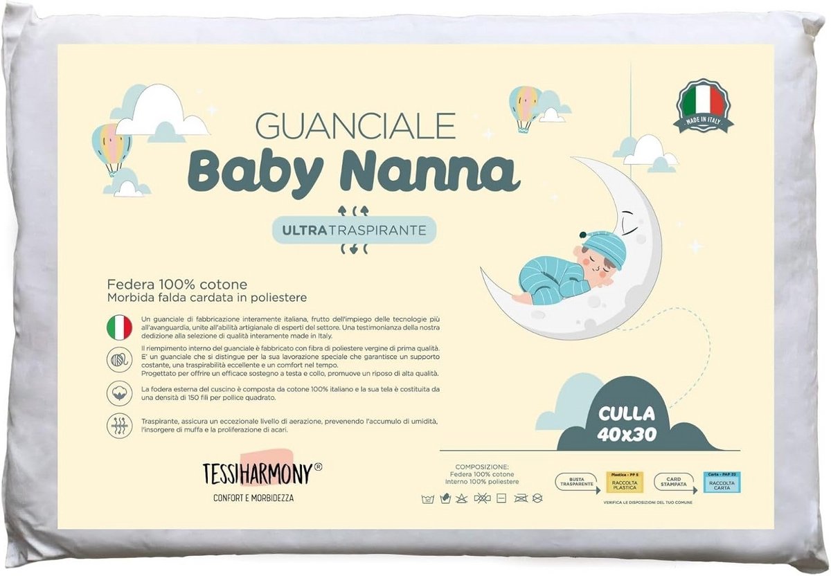 Veilig en Ademend Kinderkussen 40x30 cm voor Wieg en Kinderbed - 100% Katoen