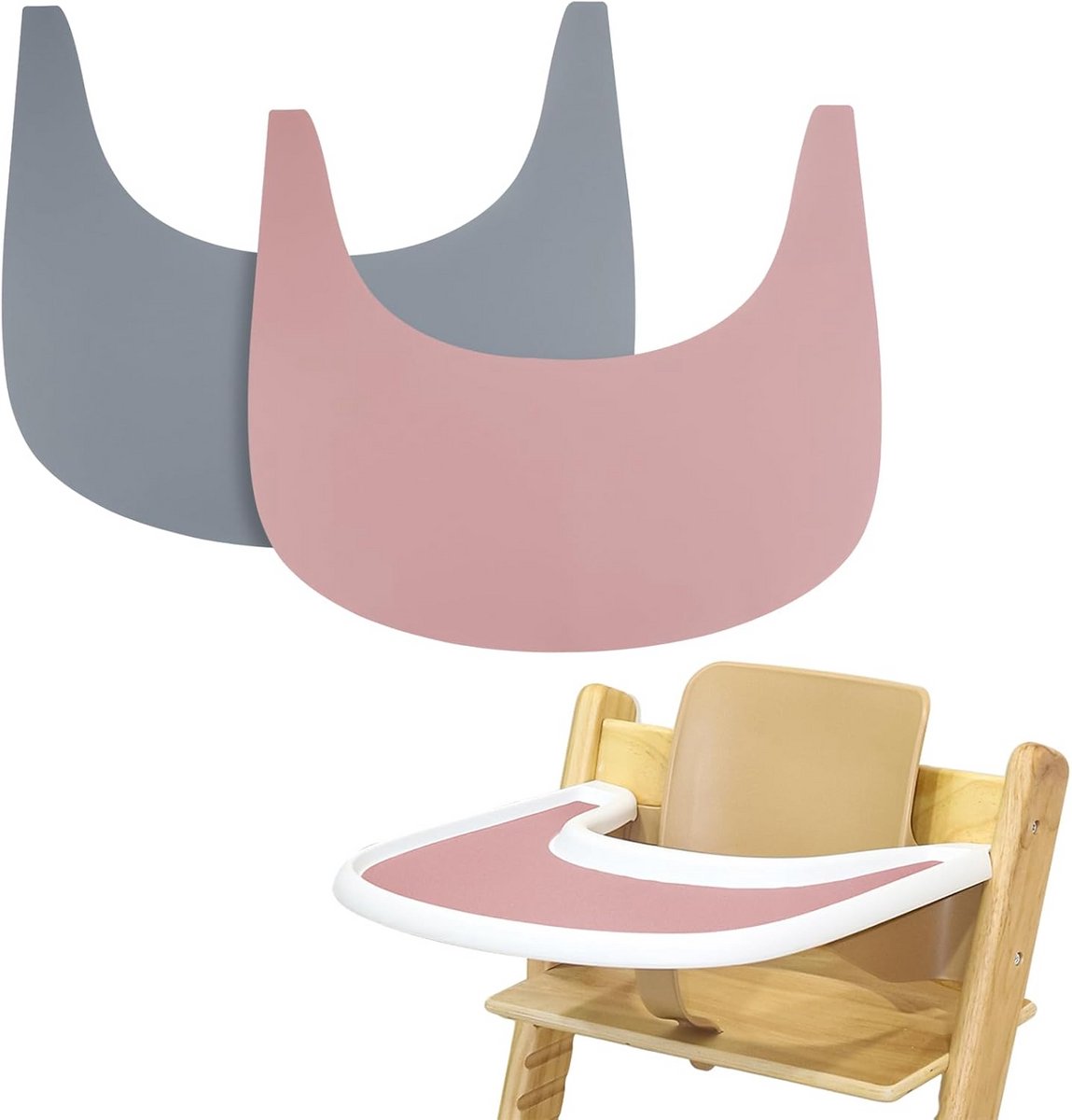 2 Stuks Siliconen Placemats voor Kinderstoel Lade, Eenvoudig Schoon te Maken en Hygiënisch