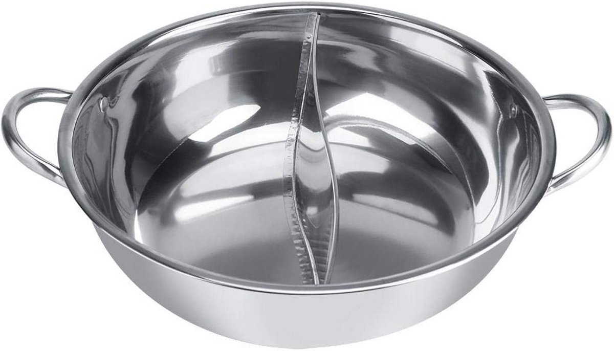 Dubbele Hot Pot Pan met Scheiding voor Twee Smaken - 30cm RVS For-nuks