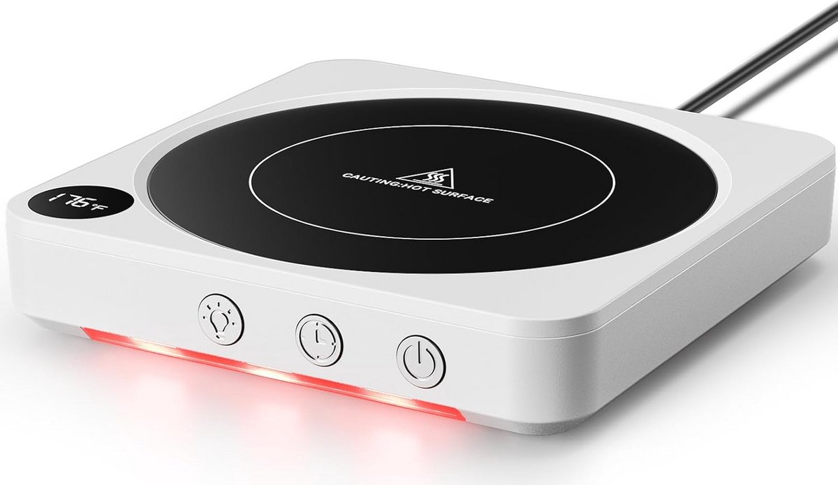 Elektrische Bekerwarmer met Temperatuurdisplay en Timer voor Bureau