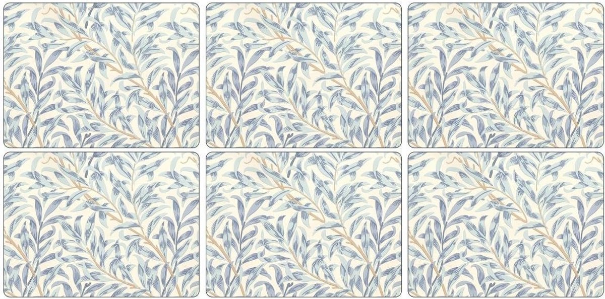 Set van 6 Placemats Blauw Willow Bough - Hittebestendige Onderzetters