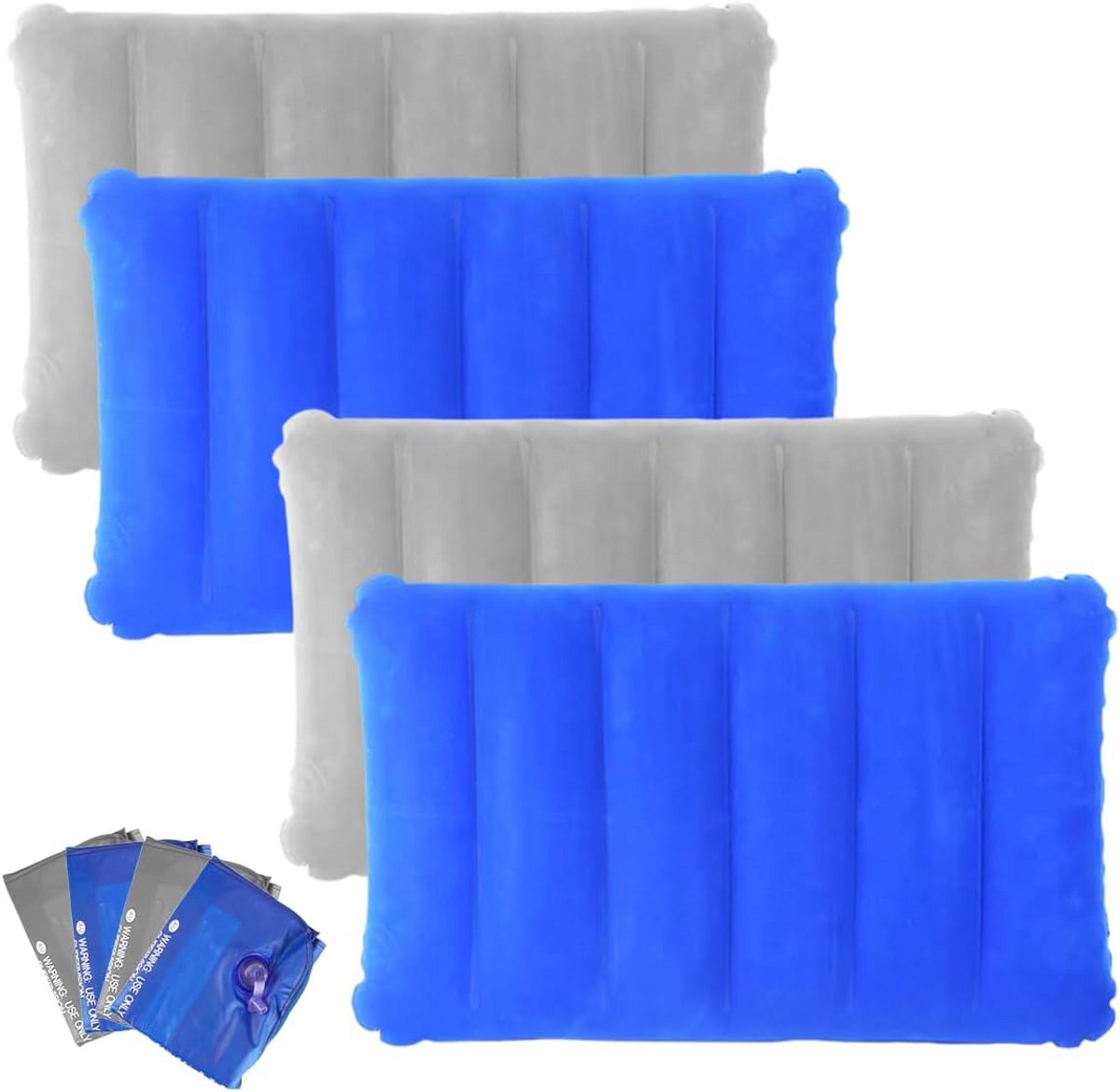 4x Opblaasbaar Kampeer- en Reiskussen - Waterdicht en Comfortabel Nachtkussen (47x30 cm)