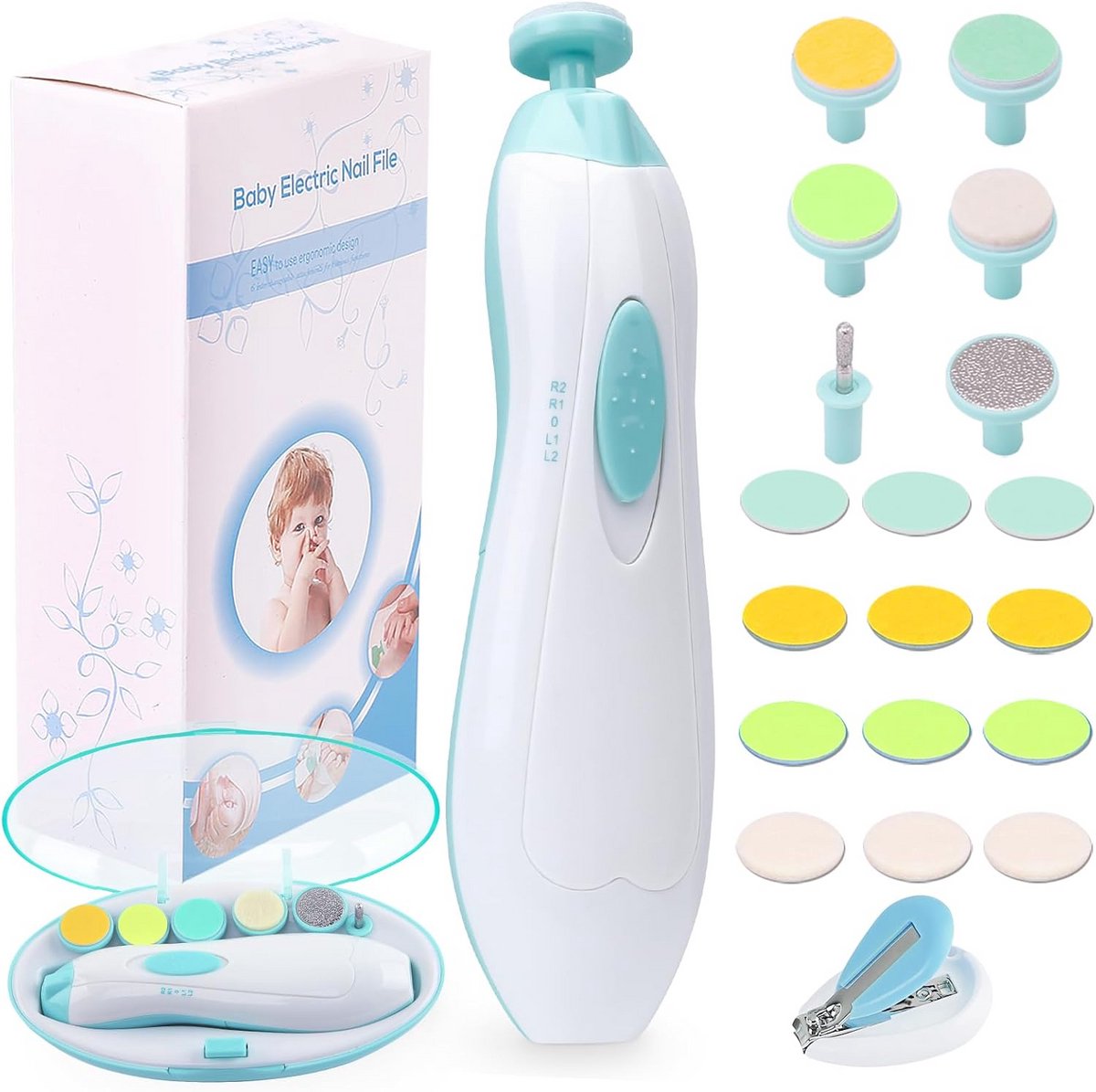 Elektrische Nagelvijl Set 20-in-1 voor Baby, Peuter en Volwassenen - Veilig & Stil