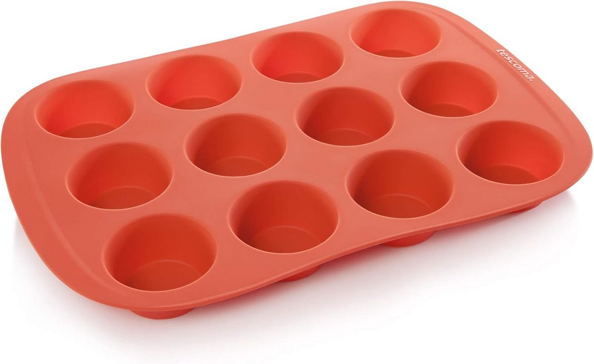 Flexibele Siliconen Bakvorm voor Muffins en Cupcakes - Rood