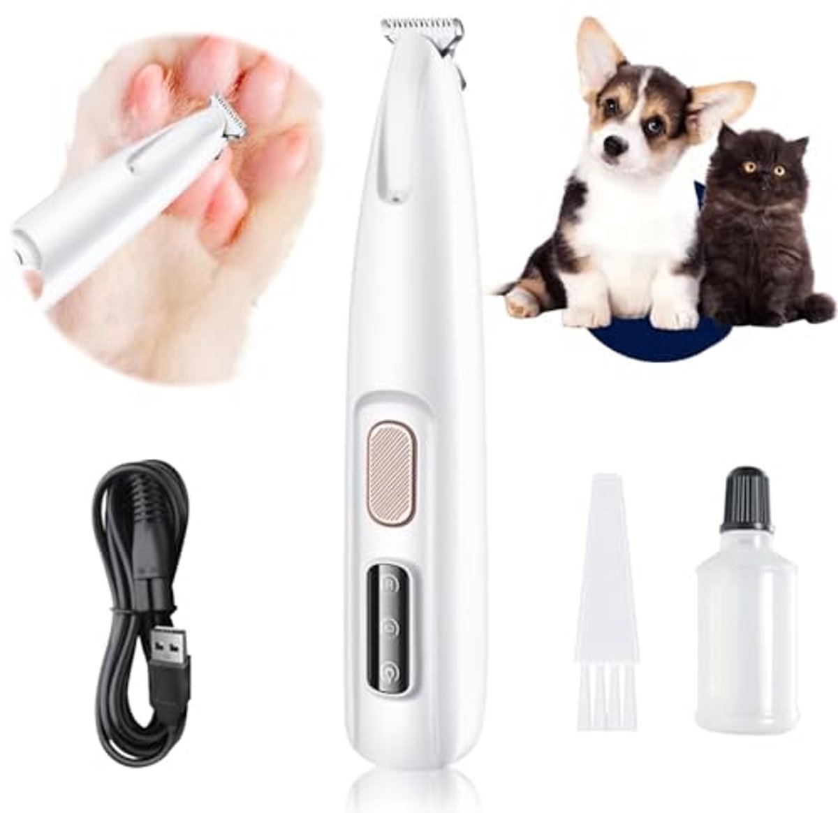 Honden Tondeuse - Hondentrimmer - Honden Trimset - Hondentrimmer Tondeuse - Dieren Tondeuse - Poten Trimmer Hond - Trimmer 18mm - Wit