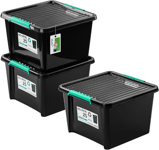 Iris Ohyama, Kunststof opbergboxen met deksel en sluitclips, 5L, Set van 6, Geïntegreerde Handvatten, Stapelbaar, BPA vrij, Slaapkamer, Kantoor, Woonkamer, DDNTB-5, Helder