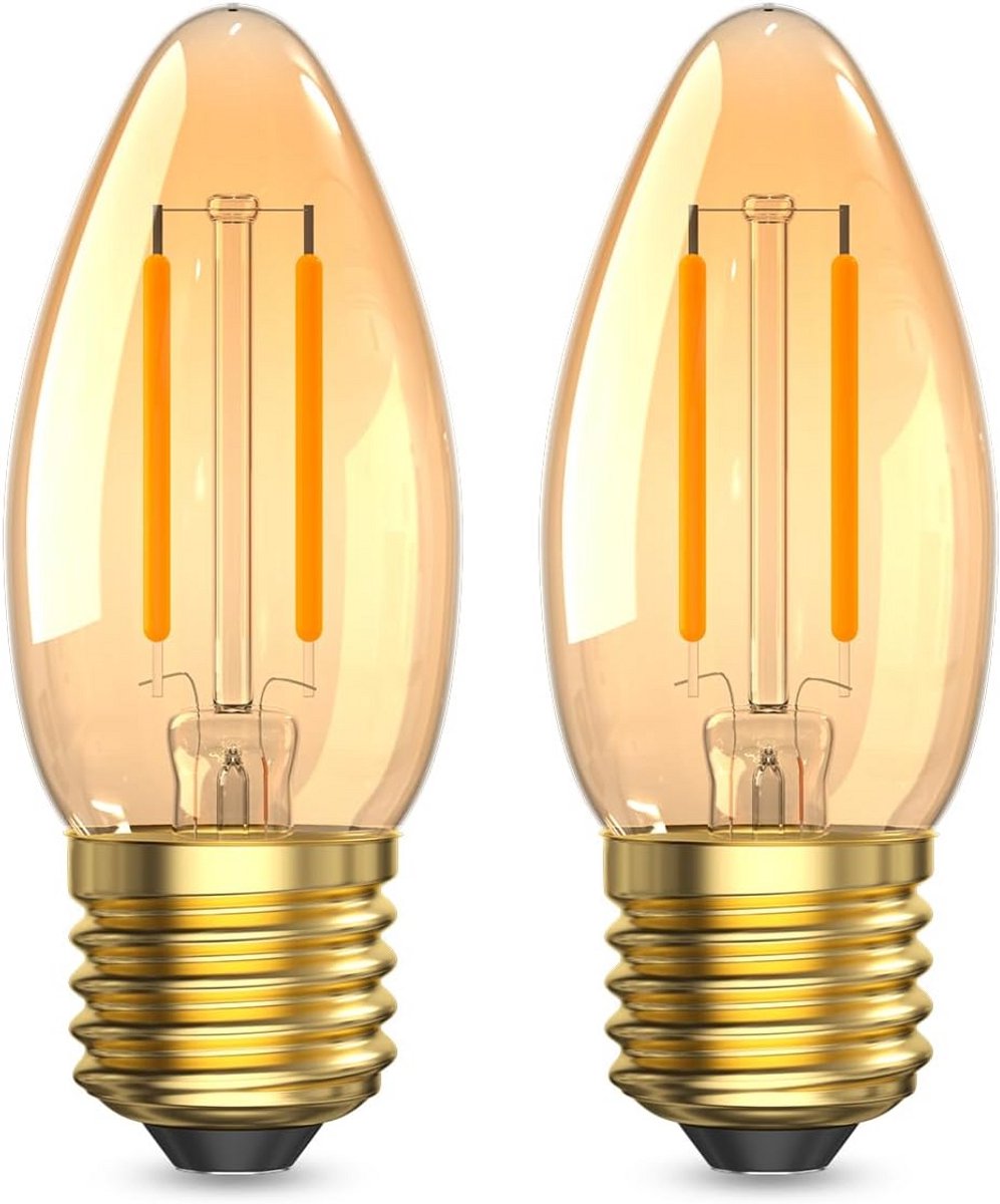 E27 Kaarslampen 2.5W Warm Wit 2200K C35 Vintage LED Gloeilamp - 2 Stuks
