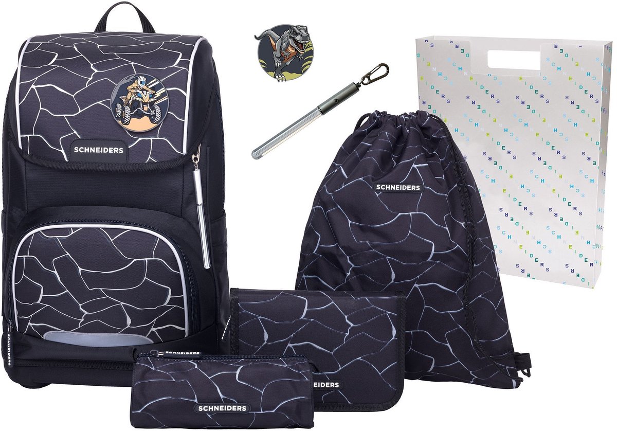 Schneiders schooltas vrijetijdsrugzak Ergoplus 2in1 Schulranzen Set 7-delig 22L Dark Hunter zwart