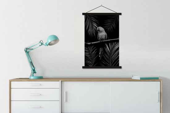 Porte-affiche avec affiche - Affiche scolaire - Vogel sur fond noir - noir et blanc - 60x90 cm - Lattes noires