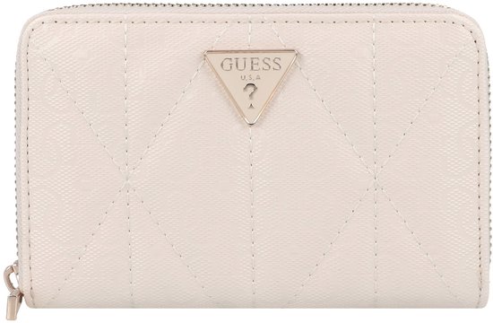 GUESS porte-monnaie Aldina SLG Medium Zip Around Wallet Cream White écru