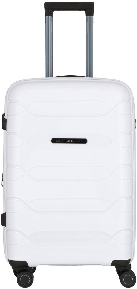 Polestream Strz by Asteroid 4 wielen Trolley M 64 cm met uitbreidingsplooi - Harde bagage - TSA slot - pearl white